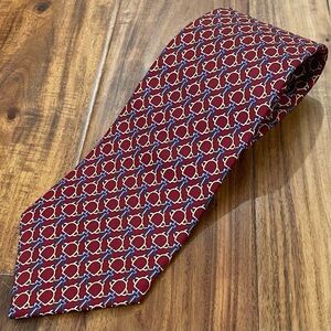 Brooks Basics Pure Silk Tie Red Geometric Print Woven Made in USA.